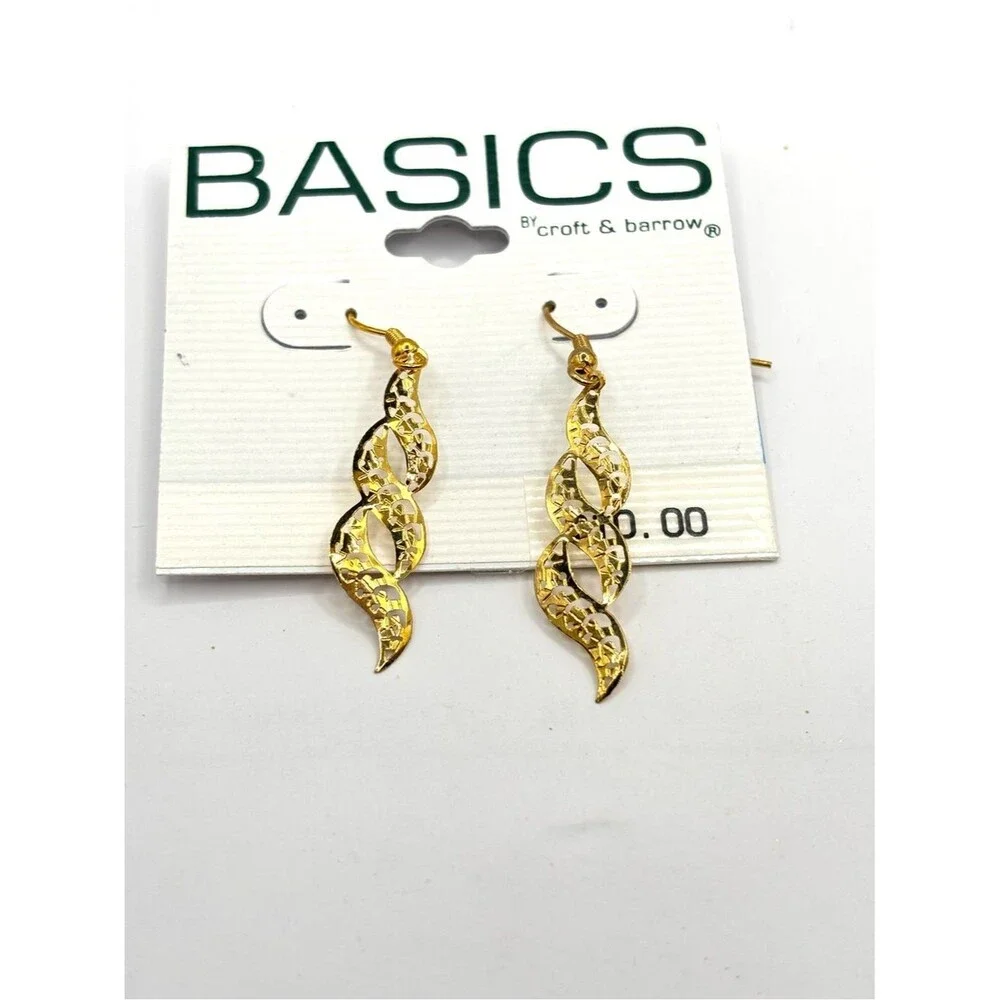 Croft & Barrow Gold-Tone Hoop, Twisted Drop and Rose Pearl Earring Bundle